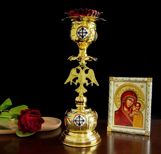 Olielamp Met Rood Glas