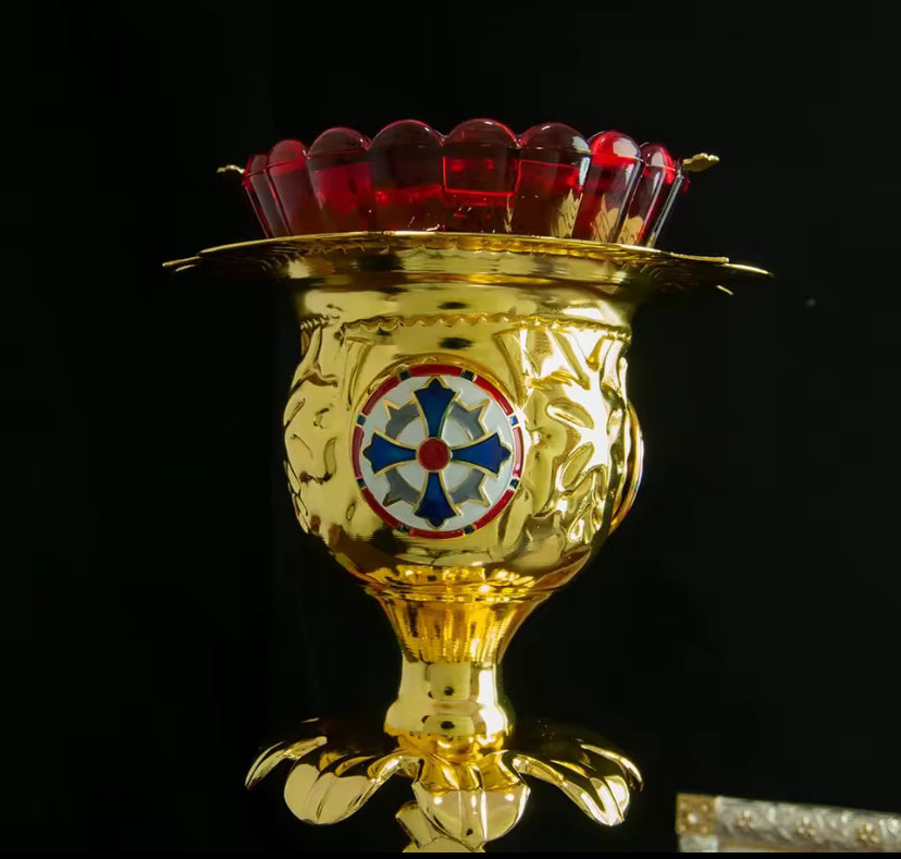 Olielamp Met Rood Glas