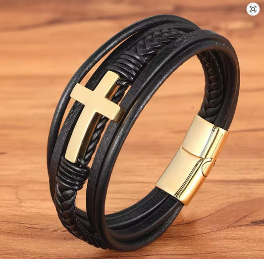 Kruis Multi-Layer Lederen Armband